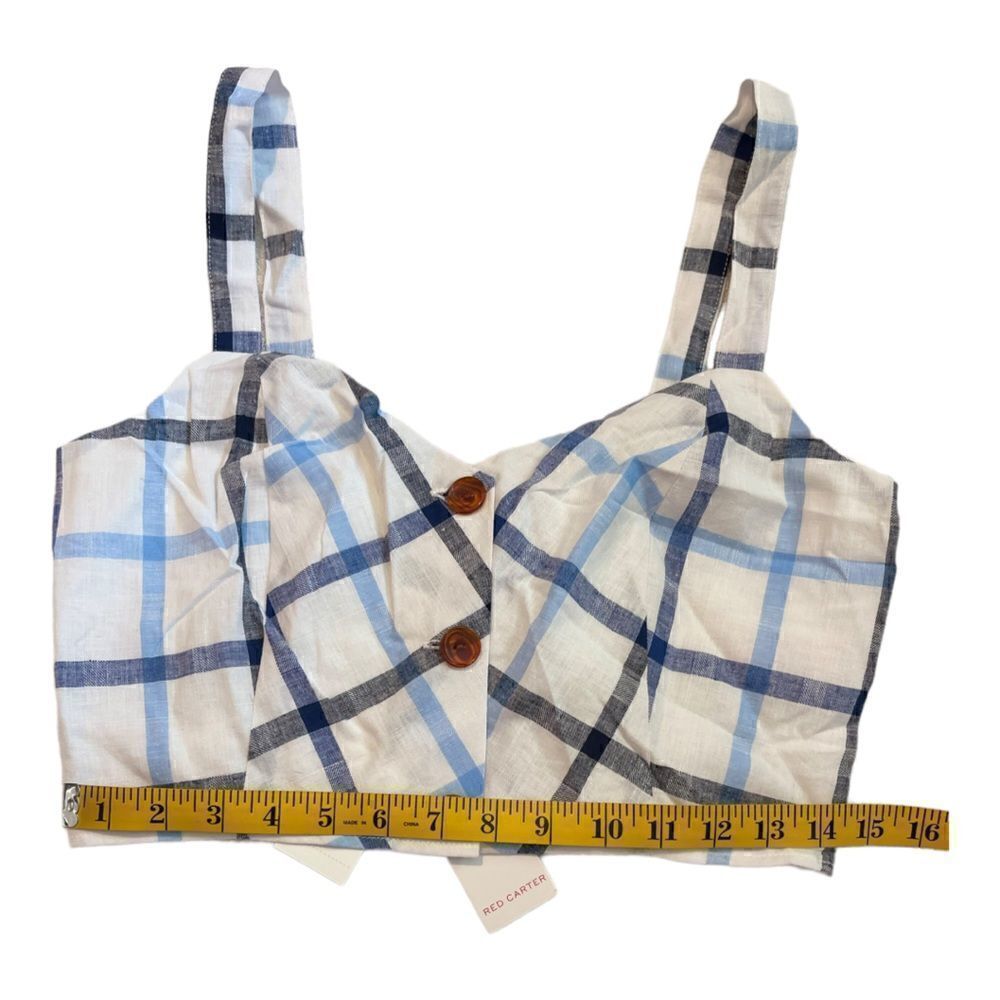 Red Carter Linen Meet & Greet Gingham Crop Top.Size M - Picture 11 of 13